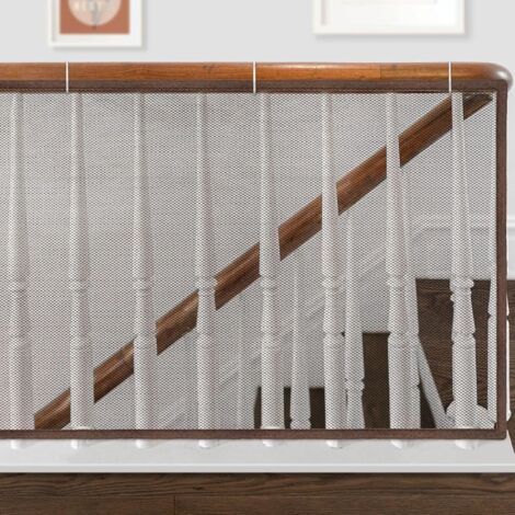 Sicherheitsnetz für Treppengeländer, Babysicherheit, Balkonschutz, 200 × 80 cm, braun