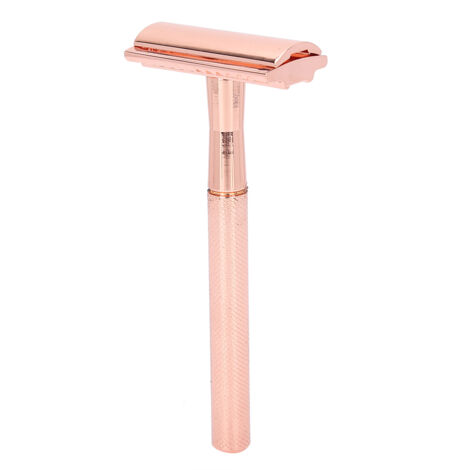 Sicherheitsrasierer aus Zinklegierung mit rutschfestem Griff für eine gründliche Rasur (Roségold)