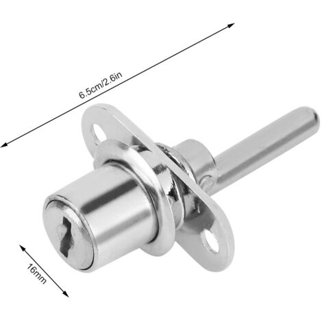 Sicherheitsschloss für Büro und Möbel - Schlüsselschlösser für Schubladen, Schränke und Aktenschränke (2 Stück, 16 mm silberner Kopf)