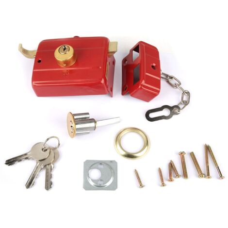 Sicherheitsschloss mit verstärktem Riegel - Gehäuse aus goldlackiertem, korrosionsbeständigem Metall - Schnittfester, verstärkter Riegel - Geeignet für 45-55 mm Holz-/Metalltüren - Lieferung inklusive
