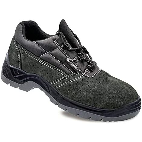 Sicherheitsschuhe aus grauem perforiertem Spaltleder s1p src Größe 38 blackleather