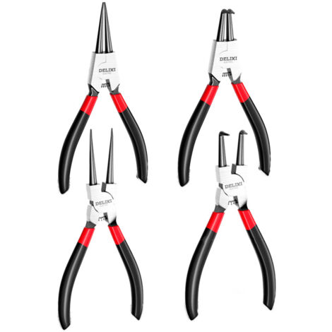 Sicherungsringzangen, 170mm Gerade interne und externe Sprengringzangen, industrieller Kohlenstoffstahl, Anti-Rutsch und Anti-Schweiß ergonomische Griff (4PCS Sicherungszange)