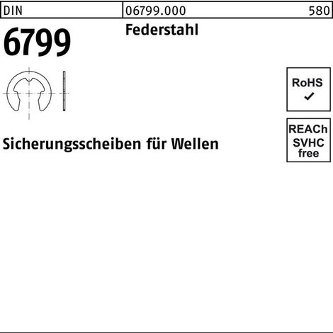 Sicherungsscheibe DIN 6799 f.Wellen 12Federstahl 200 Stück