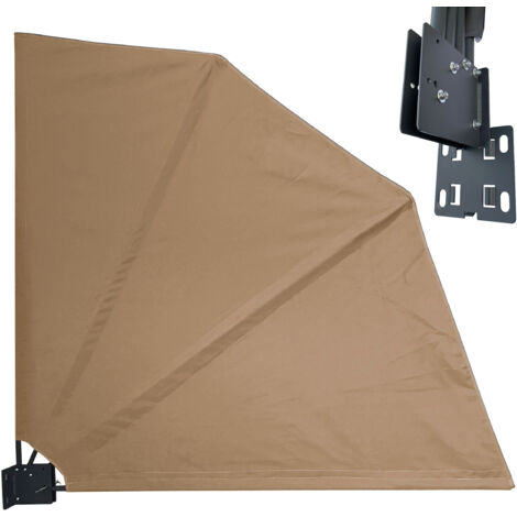 Sichtschutz Fächer 115 x 115 cm EASY MOUNT BEIGE Blickdicht Balkon Trennwand Windschutz Sonnenschutz