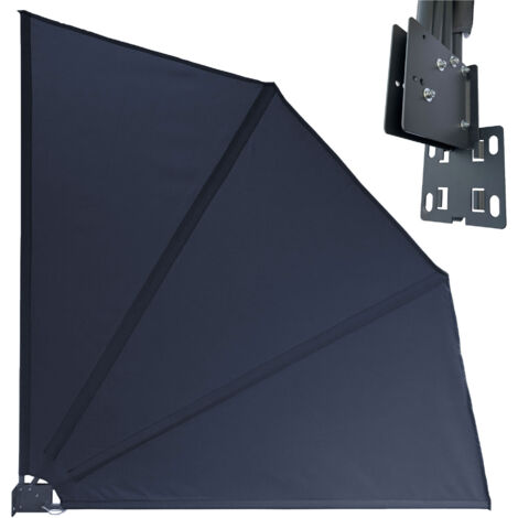 Sichtschutz Fächer 115 x 115 cm EASY MOUNT GRAU Blickdicht Balkon Trennwand Windschutz Sonnenschutz