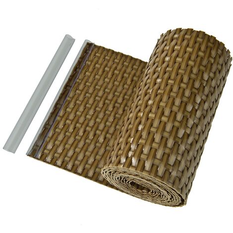 Sichtschutz Sichtschutzstreifen Zaunblende aus PE-Rattan in cognac