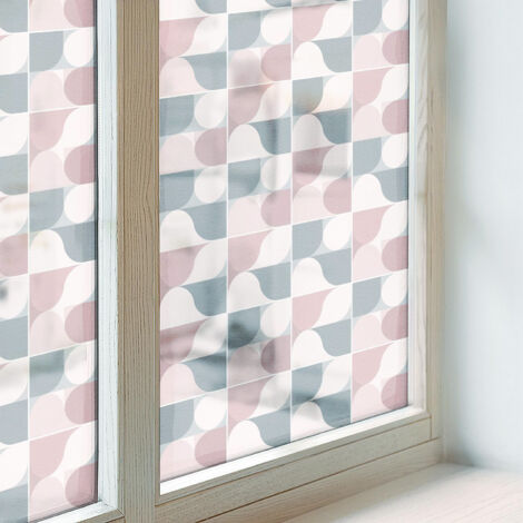 Sichtschutzfolie 100x100 cm PVC Sichtschutz Fenster Dekorativ Dekorfolie Blickdicht Selbstklebend Folie für Badezimmer Milchglas Pastellmuster