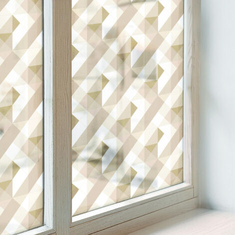 Sichtschutzfolie 50x146 cm Folie für Schlafzimmer PVC Sichtschutz Fenster Milchglas Selbstklebend Blickdicht Dekorfolie Dekorativ Dreiecksmuster