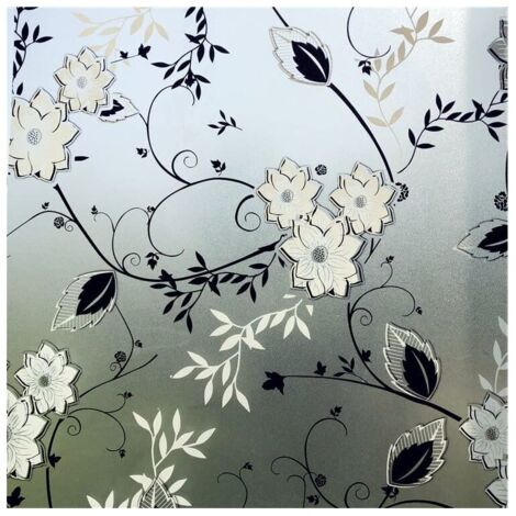 Sichtschutzfolie für Fenster, Blumenmuster, elektrostatische Fensterfolie, 44,5 x 200 cm