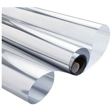 SNQ Sichtschutzfolie für Fenster, Einweg-Spiegelfolie, Wärmedämmfolie, Anti-UV, elektrostatische Sichtschutzfolie, Spiegelfolie für Büro, Fenster, Zuhause, Geschäft, 90×300CM, Silber