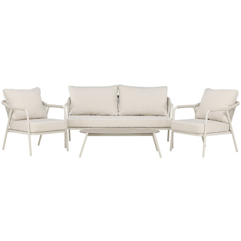 Ebuy24 Sicily Loungeset 1 Sofa, 2 Stühle, 1 Couchtisch Beige.