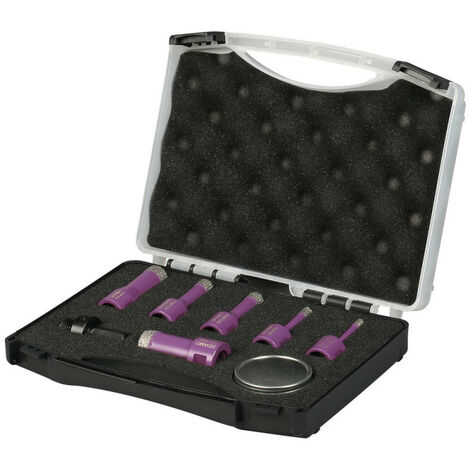 Sidamo – Coffret de 6 trépans diamant à sec M14 – Diamètres 6-8-10-12-18-22mm – Perçage céramique, marbre, granit – Alésage M14 pour meuleuse