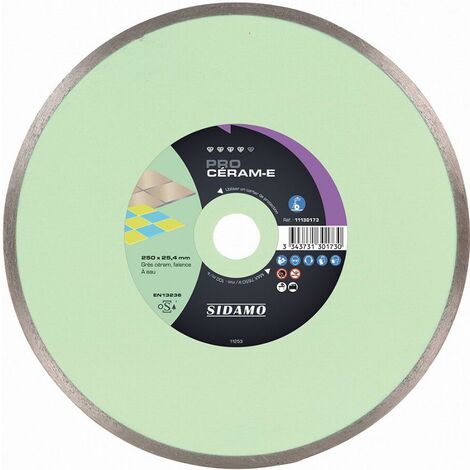 Sidamo – Disque diamant pour céramique 250 mm – Alésage 8 mm – Couper grès, marbre, carrelage – Tronçonnage à eau – 11130173