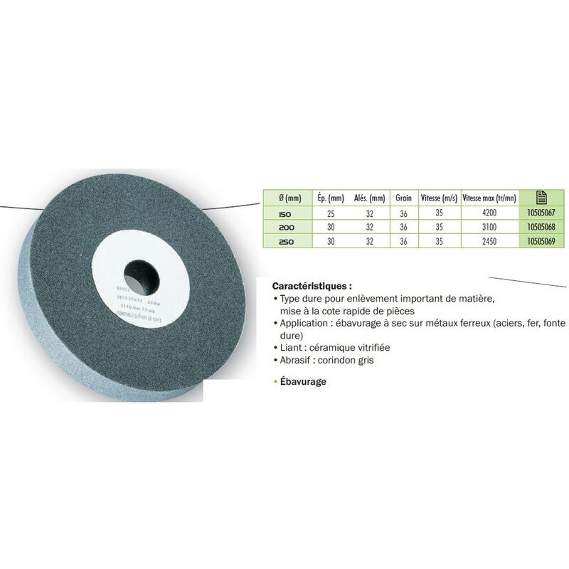 Sidamo - Meule a 36 r Corindon Gris D.150 x 25 x 32