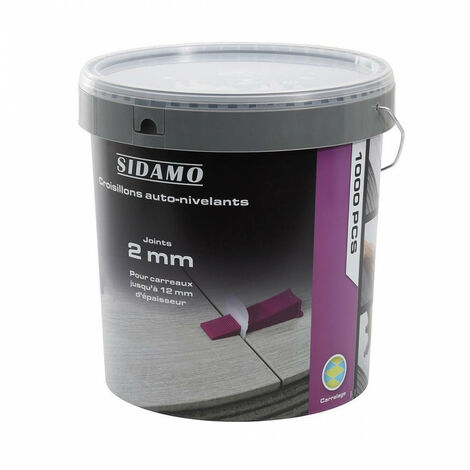 SIDAMO Seau de 1000 croisillons 2 mm auto-nivelants de 3 à 12 mm
