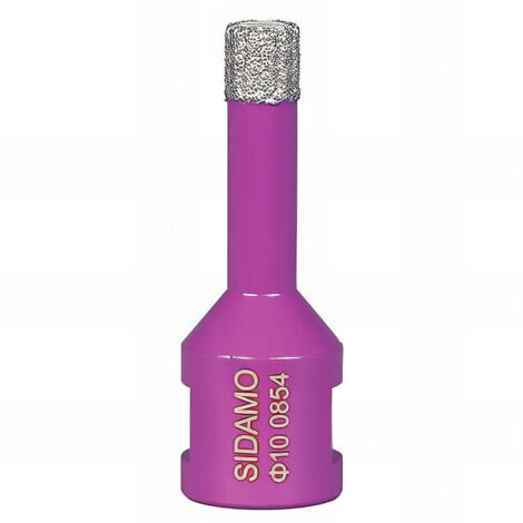 Sidamo – Trépan diamant à sec pour meuleuse M14 – D. 10 mm – Longueur utile 35 mm – Pour céramique, grès et granit – Alésage M14