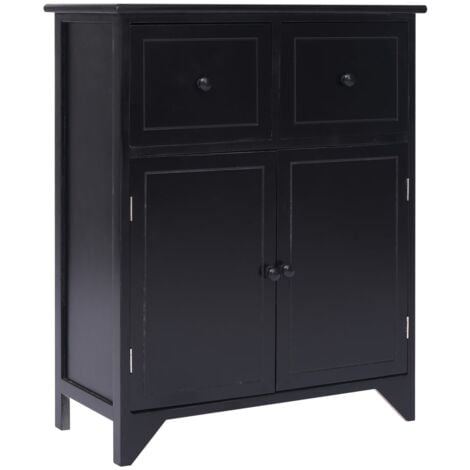 Side Cabinet Black 60x30x75 cm Paulownia Wood