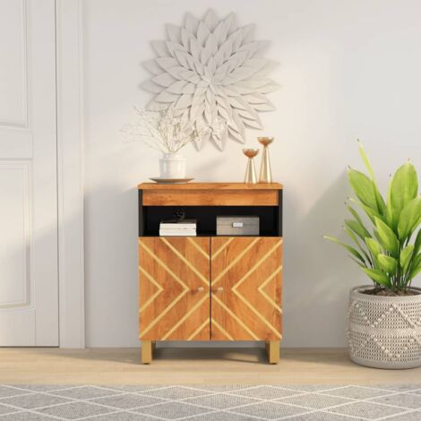 Side Cabinet Brown and Black 60x33.5x75 cm Solid Wood Mango vidaXL