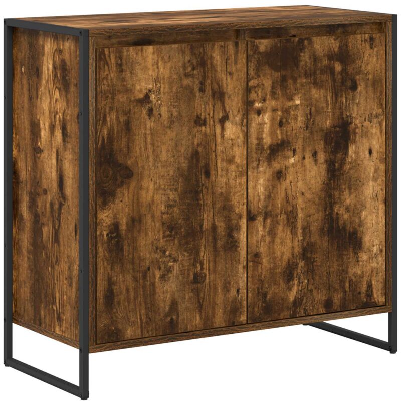Side Cabinet Smoke Oak 79 X 36 X 75 Cm Engineered Wood Vidaxl