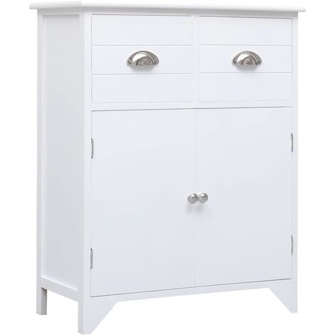 Side Cabinet White 60x30x75 cm Paulownia Wood