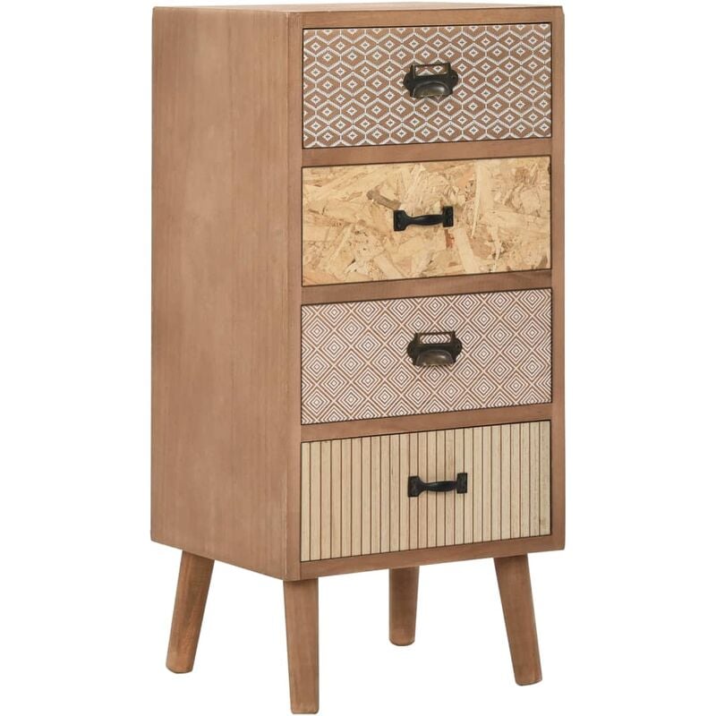 Side Cabinet With 4 Drawers Brown 35 5x30x74 5 Cm Mdf