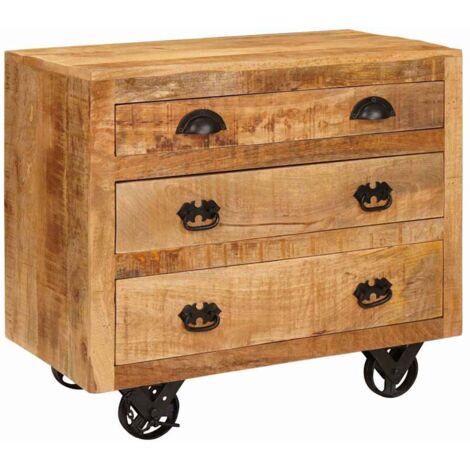 Side Cabinet with Drawer Brown 70 x 38 x 63 cm Solid mango wood vidaXL