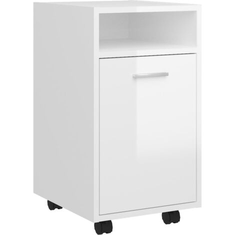 Side Cabinet with Wheels High Gloss White 33x38x60 cm Engineered Wood vidaXL