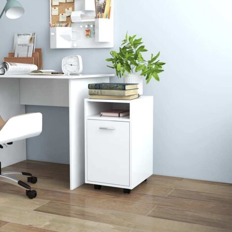 Side Cabinet with Wheels White 33x38x60 cm Engineered Wood vidaXL