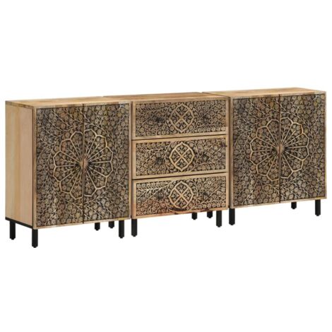 Side Cabinets 3 pcs 60x33x75 cm Solid Wood Mango vidaXL