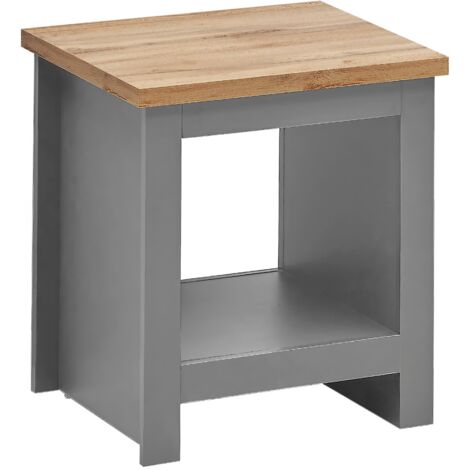 Side Lamp Table Grey With Durable Oak Top