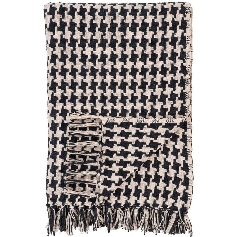 Side plaid 130x180cm noir, beige.