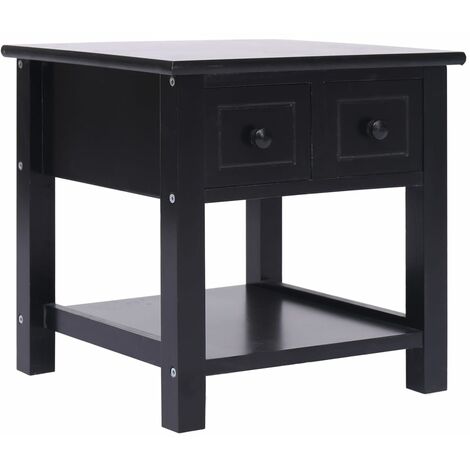 Side Table Black 40x40x40 cm Paulownia Wood