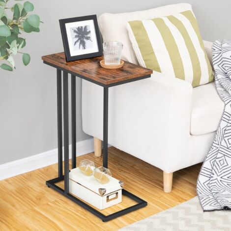 Hommoo End Table, Square Side Table Modern Night Stand with 2-Tier Storage Shelf, Living Room Small Coffee Table, Wood Finish Bedside Table for