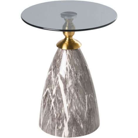 Side Table CADY Tempered Glass Black Marble