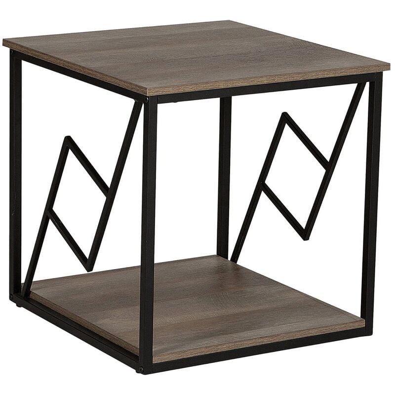 Industrial Side Table End Table Nightstand Dark Wood Finish Metal Frame Forres