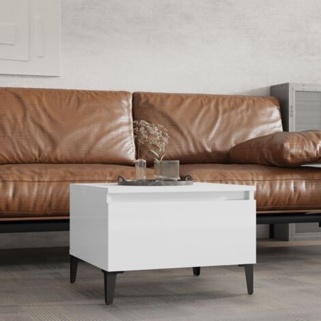 Side Table High Gloss White 50x46x35 cm Engineered Wood vidaXL