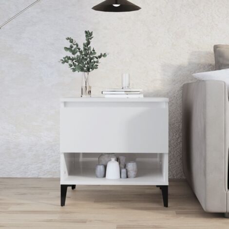 Side Table High Gloss White 50x46x50 cm Engineered Wood vidaXL
