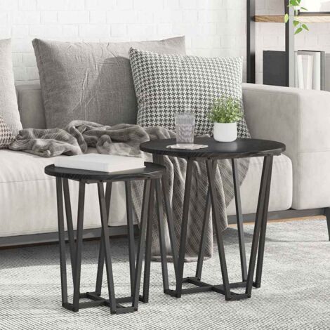 Side Table Set 2 pcs Black oak 50 x 50 x 50.5 cm vidaXL