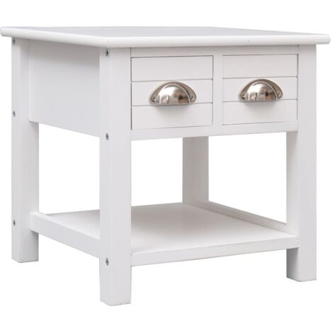 Side Table White 40x40x40 cm Paulownia Wood