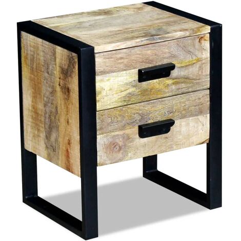 Side Table with 2 Drawers Solid Mango Wood 43x33x51 cm vidaXL
