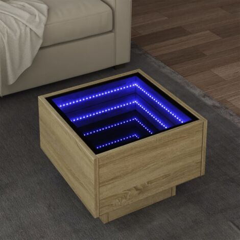 Side Table with LED Sonoma Oak 40x40x30 cm Engineered Wood vidaXL