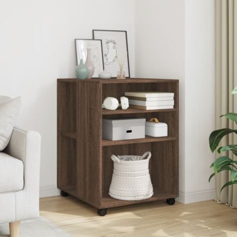 Side Table with Wheels Brown Oak 55x60x78 cm Engineered Wood vidaXL