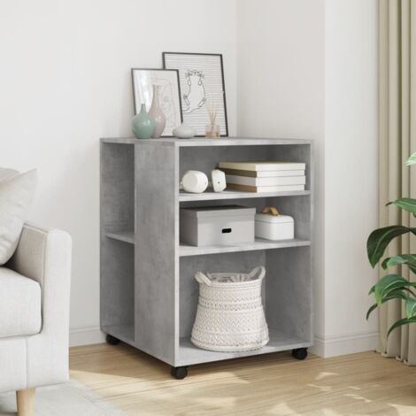 Side Table with Wheels Concrete Grey 55x60x78 cm Engineered Wood vidaXL