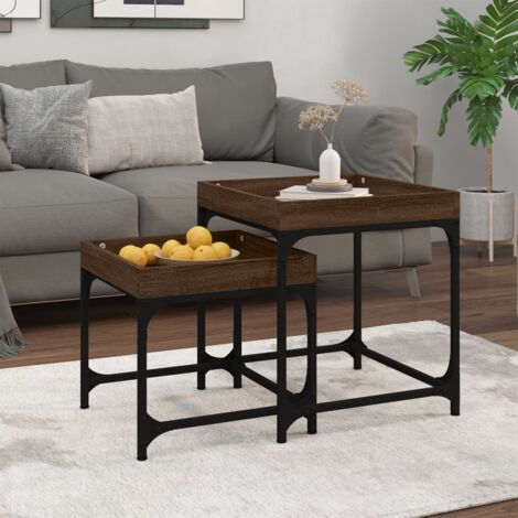 Side Tables 2 pcs Brown Oak Engineered Wood vidaXL