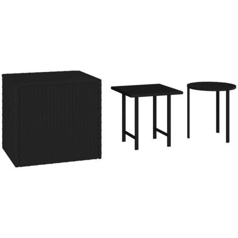 Side Tables 3 pcs Black Poly Rattan vidaXL