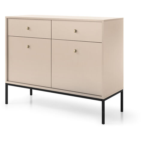 Sideboard 104cm in beige, Fußgestell goldfarben, MALAGA-160