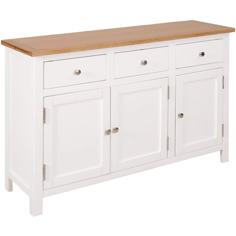 Vidaxl - Sideboard Massivholz Eiche 110x33,5x70cm Braun Weiß - Braun