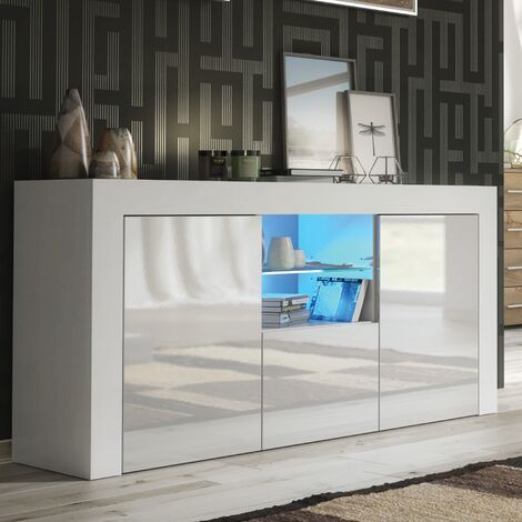 Sideboard 145cm White Modern Stand Gloss Doors Creative Furniture
