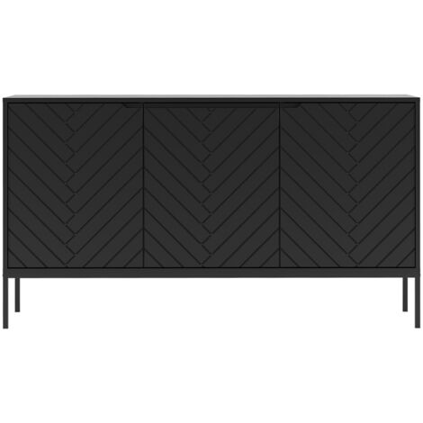 Sideboard 151 cm breit modern in schwarz matt mit gefräster Front ANGERA-140