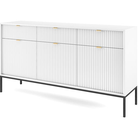 Sideboard 154cm breit, weiß, Fußgestell schwarz NEWCASTLE-160